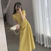 Hollow Design Summer Dress: French-Inspired Elegant Slimming Waist Hepburn Style Long Dress for Women