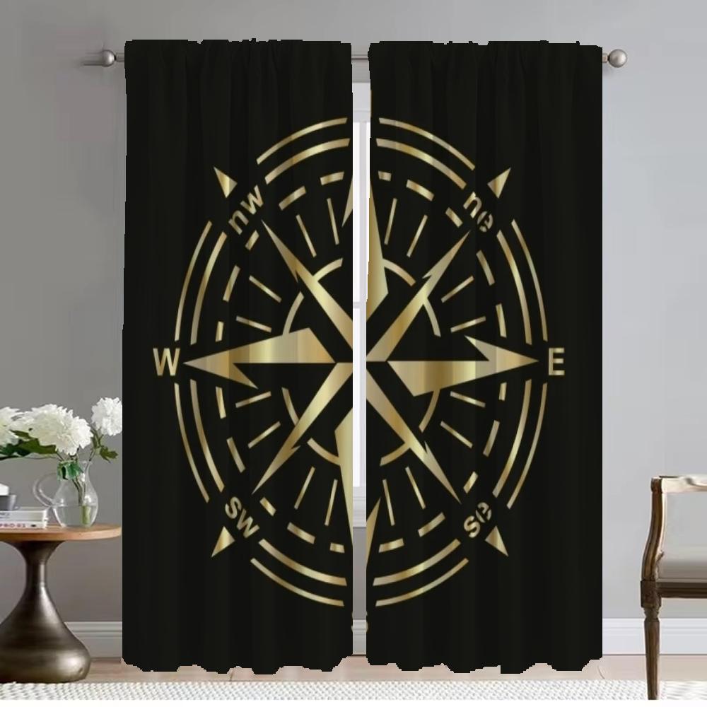 Anchor Shades Partition Home Interior Curtains 2 Pieces Window Curtain for Room 2 Panel Tulle for Bedroom Halloween Decoration