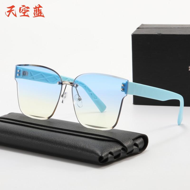 Sunglasses Driving Driving Driving Tr Rimless Glasses Uv Protection Sunglasses Female Explosion Trend небесно-голубой