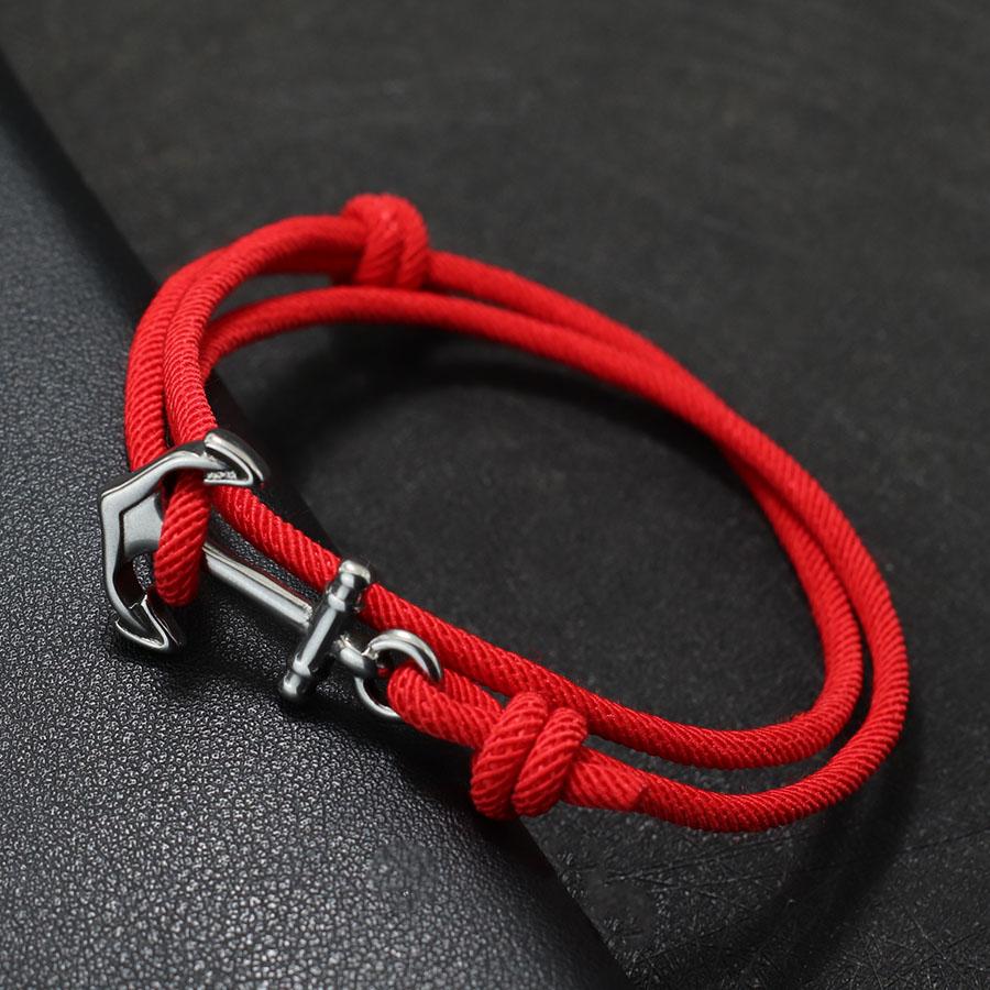 Marine Style Men Anchor Bracelet Handmade  Adjustable Nautical Wrap Braslet Unfading 3mm Thin String Braclet Homme Pulseria