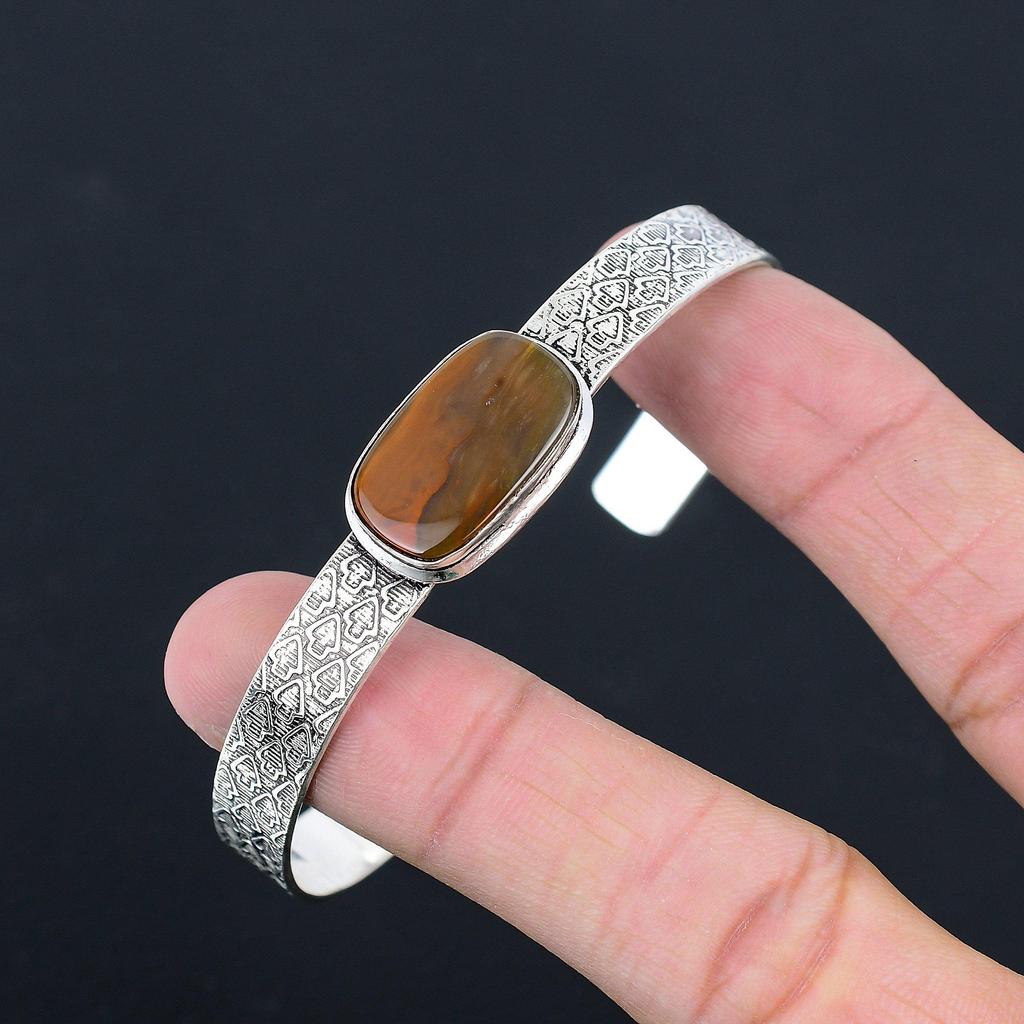 Friendship Day Sale Polychrome Jasper Stone 925 Silver Ethnic New Bangle Jewelry