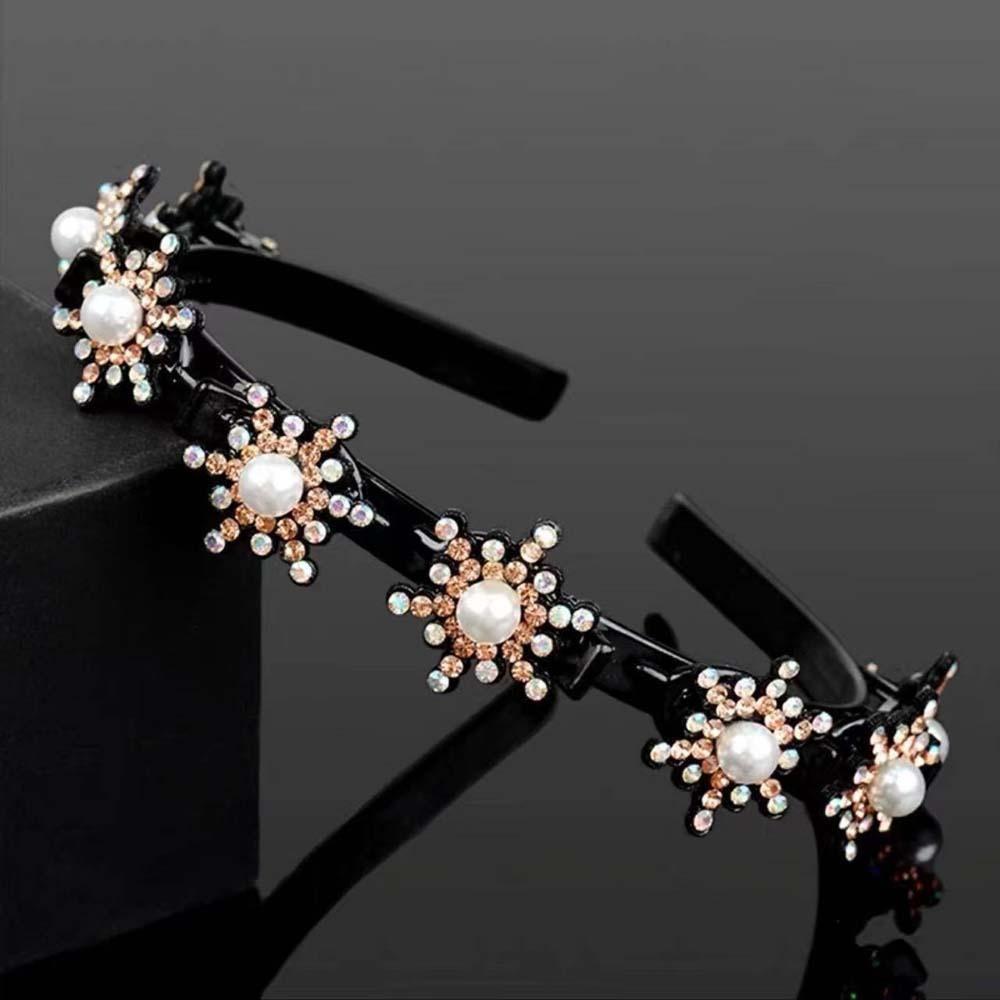 Sweet Women Pearl Hair Hoop Snowflake Star Hairband Fashion Hair Bands with Clips  Daily