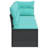 Garden Sofa with Cushions 4 Seater Black Poly Rattan