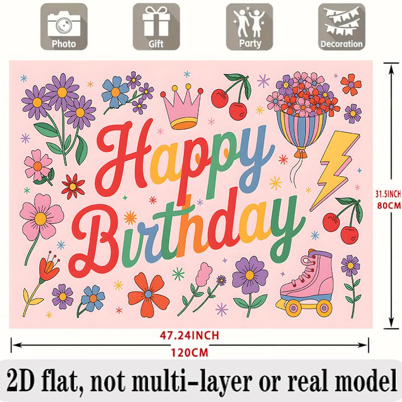 Cute Birthday Banner, Photo Backdrop Wall Decor for Party