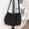 Fashi Couple Shoulder Bag with Polyester Lining, Campus Student Crossbody Bag with Side Pocket, Teen Black Nyl Messenger Bag