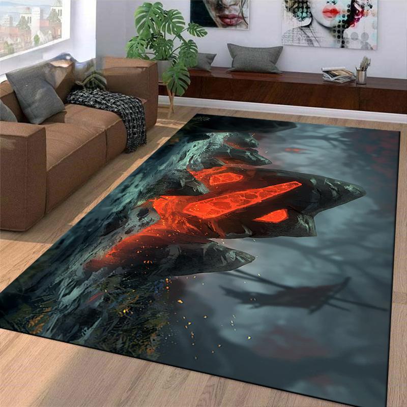 Hellfire Rock Carpet with Dark Fantasy Style Suitable for use as an anti-slip game mat for living room and bedroom sofas
