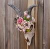 Decorative Wall Hanging Sculpture Figurines Simulation Flower Goat Skull Ornament Artwork Props 3D Animal Crafts Decor