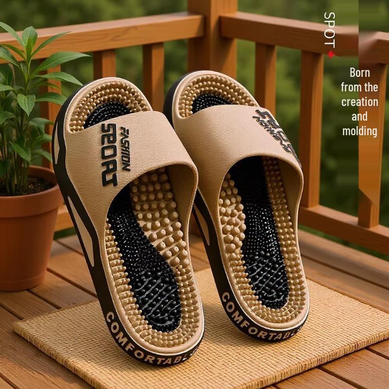Men's Massage Acupressure Slippers - Non-Slip Sandals for Home Foot Therapy, Summer PVC Design