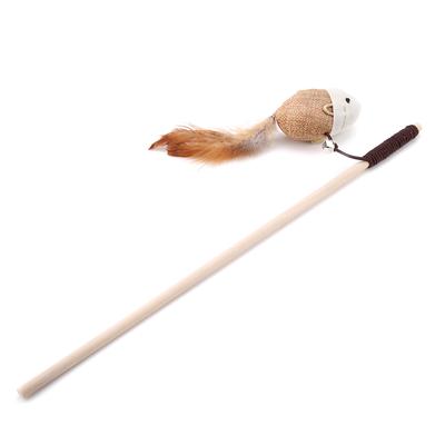 Pet Cat Toy Linen Rat Bird Feather Cat Interactive Catcher Wand Toy (Rat)