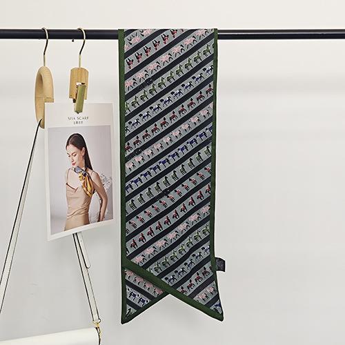 Horses line up retro temperament silk scarves versatile streamer scarves 2025 spring and summer new scarves neck scarves