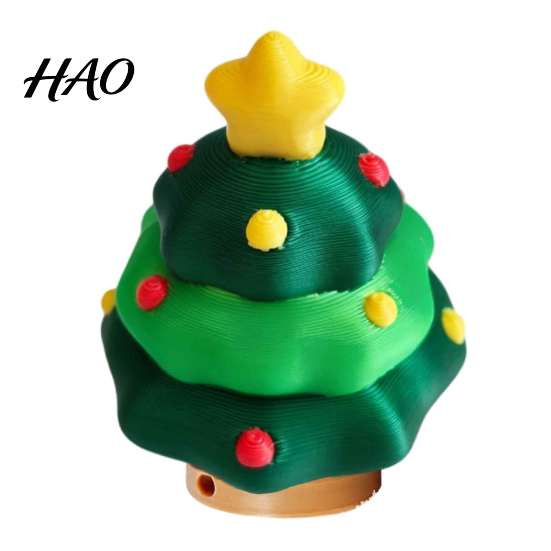 Christmas Tree Pendant Fidget Clicker Keychain, 3D Printed Shaped Stress Relief Desktop Ornament Toy, Holiday Sensory Figure Key Ring Accessory