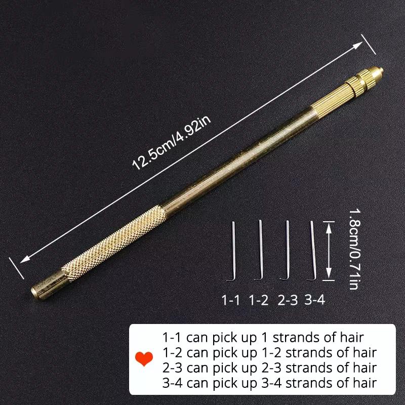 Ventilating Needle For Lace Wig Making Detachable Brass Handle Wig Making Repair Needles For Wig Making Hair Extention Tools