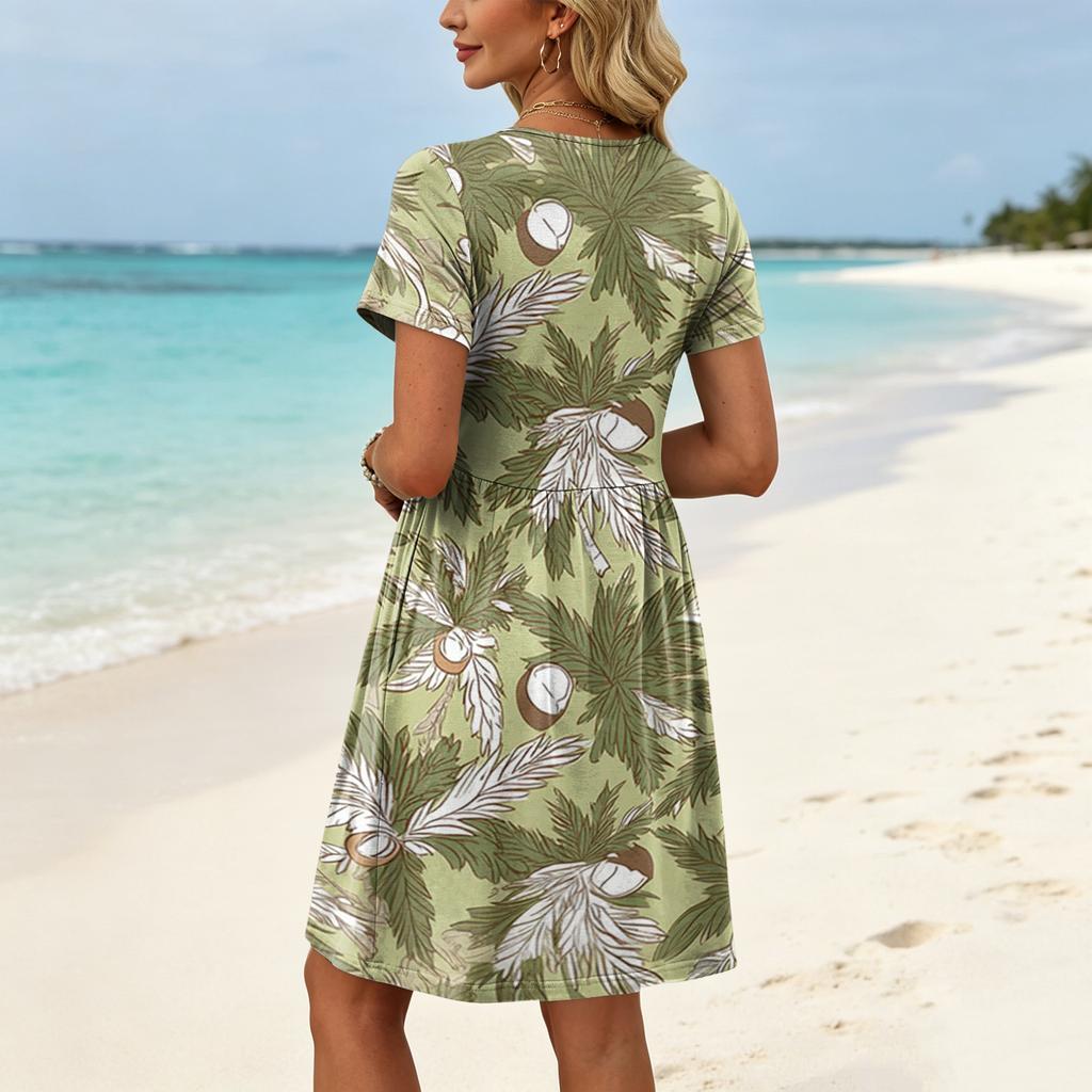 Dresses For Women Short Sleeve O Neck Casual Dresses Waist Maternity Dress With Pockets