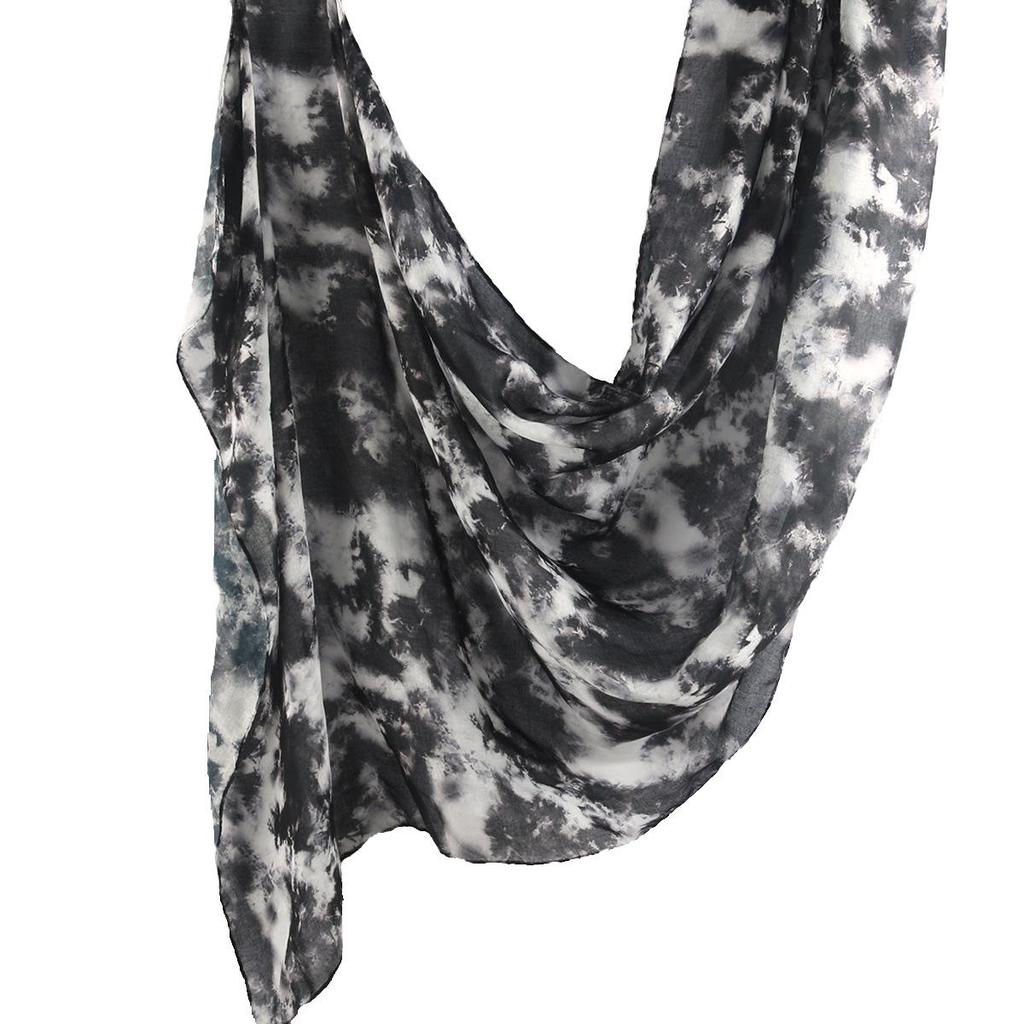 "Hot Sale Watercolor Tie-Dye Cotton Arabic Satin and Polyester Long Turkish Headscarf"