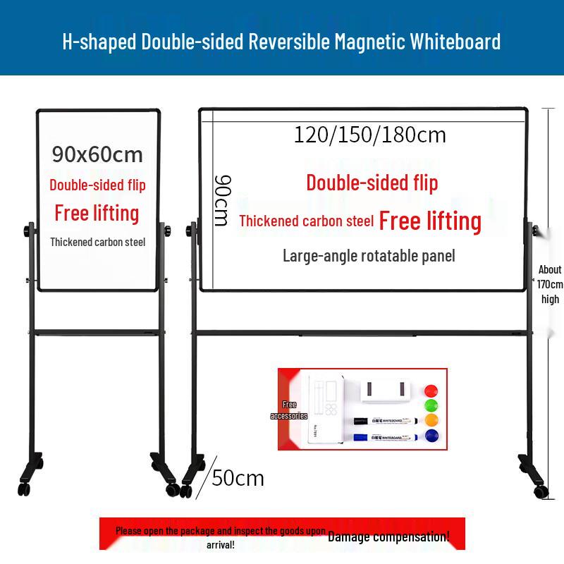 Deli Double-Sided Magnetic Tempered Glass Whiteboard with Stand