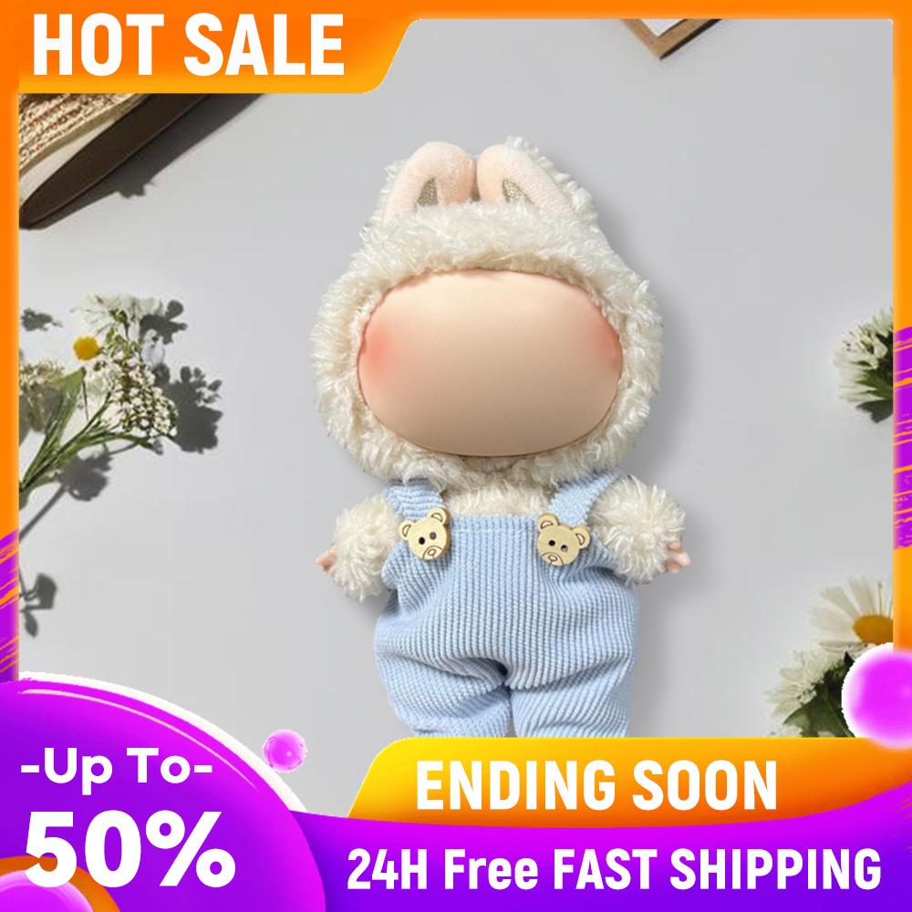 4Pcs 17cm Plush Doll Clothes Decorative Cute Plushies Outfit DIY Cartoon Animal Toy Costume Vinyl Doll Overalls for Party Favors
