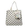 Dot-pattern Tote Bag - Cute Girl's Pink Single-shoulder Canvas Handbag