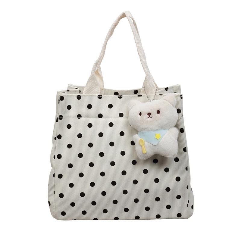 Dot-pattern Tote Bag - Cute Girl's Pink Single-shoulder Canvas Handbag