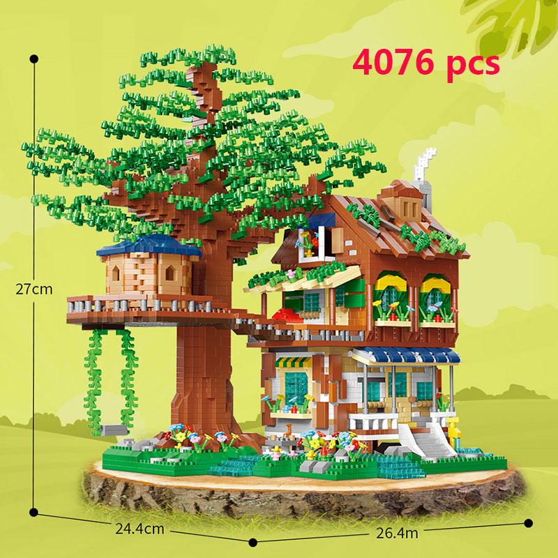 City Architecture Pink Castle Tree House Building Blocks Mini Brick Taj Mahal Great Wall Creative Model Construction Toys