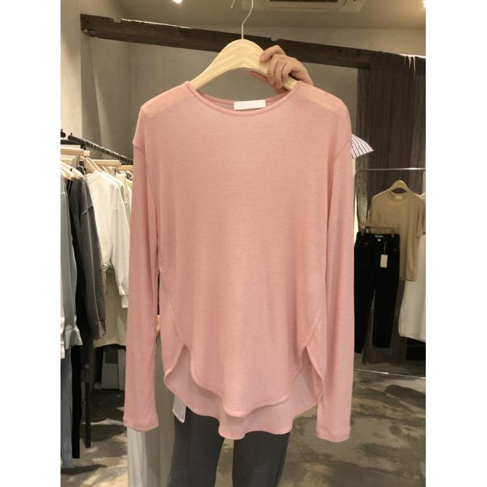 

European goods, foreign style outerwear tops, blouses 2025 spring and autumn new design sense loose thin long-sleeved white T-shirt women XL рожевий