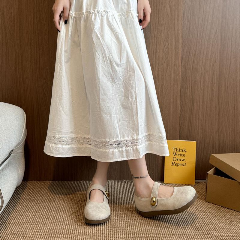 French Birkenstock Single Shoes Women's 2025 New Spring and Summer with Skirt Soft Flat Mary Jane Shoes Versatile Evening Doudou Shoes