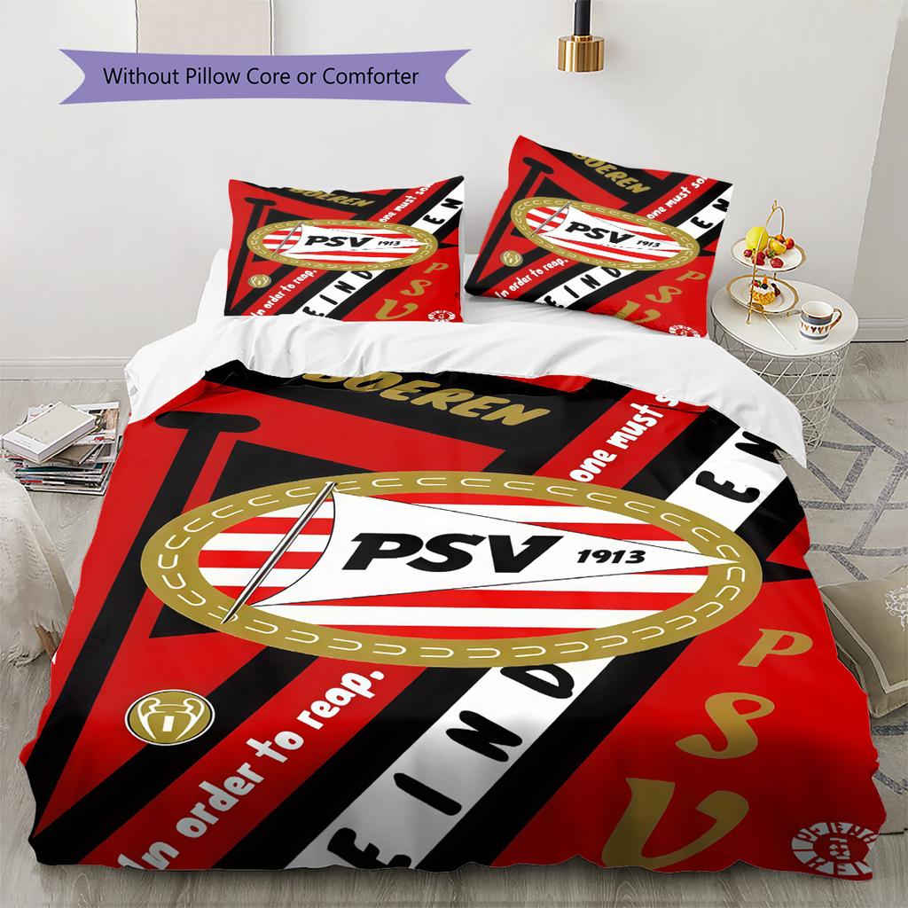 PSV Eindhoven Pattern Bedding Quilt Set Quilt Cover Pillowcase Home Decoration Birthday Gift (1 * duvet cover + 2 * pillowcase, without core)