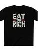 Eat The Rich Graphic Anti-Establishment-Baumwoll-T-shirt Crew Neck, Regular Fit, Slight Stretch Fabric, Geometric Pattern, All-Season Casual Wear for