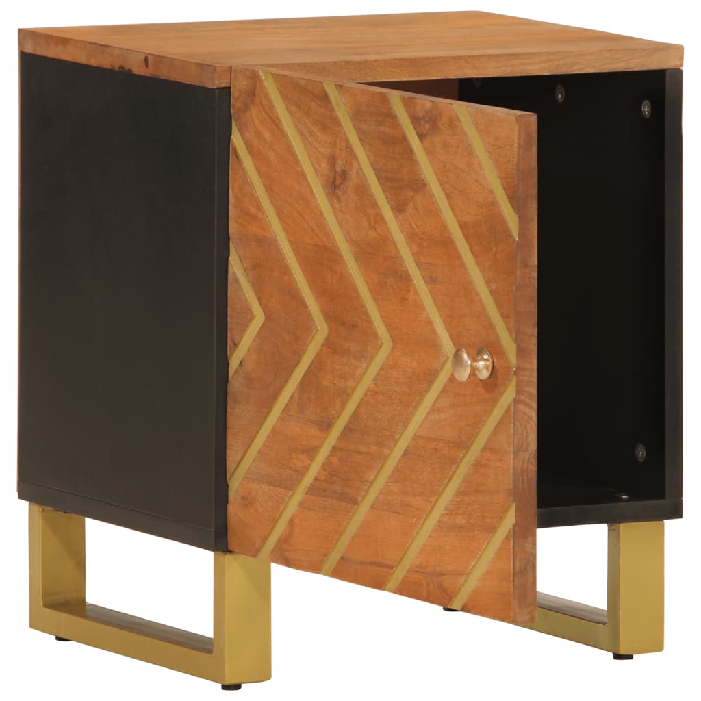 Nightstand in Brown and Black Solid Mango Wood