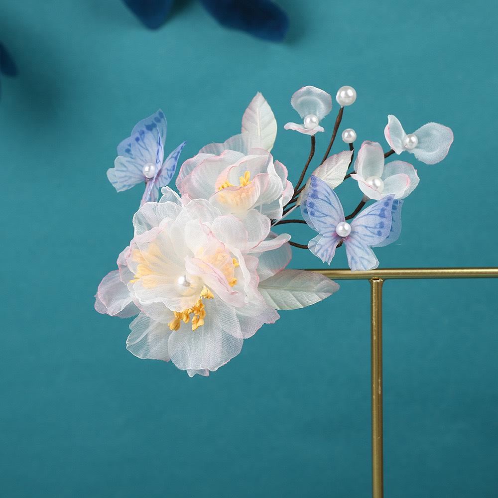 Handmade Juan Yarn Hot Flower Hairpin Peony Peony Hanbok Back Pressure Headdress Tang Style Flower Gradient Green Ancient Style Hanbok Headwear