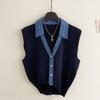 Honey J Men Seiken Collar Denim Knitted Vest 3color