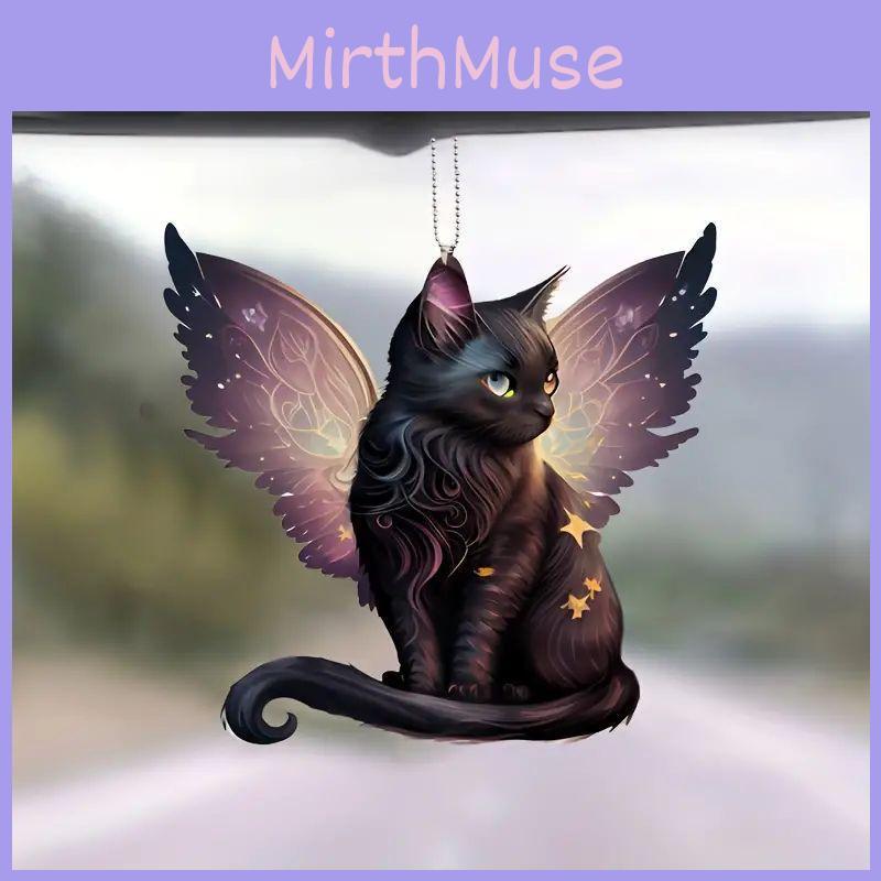 Adorable Acrylic Cat Car Pendant Flat Hanging Decoration For Halloween Decor With Aromatherapy Features