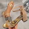 Sandales à Talons Hauts Grande Taille Commerce Extérieur Transfrontalier Mode Été Femme Talon Épais Bouche de Poisson Boucle à Une Ligne Sandales Femme