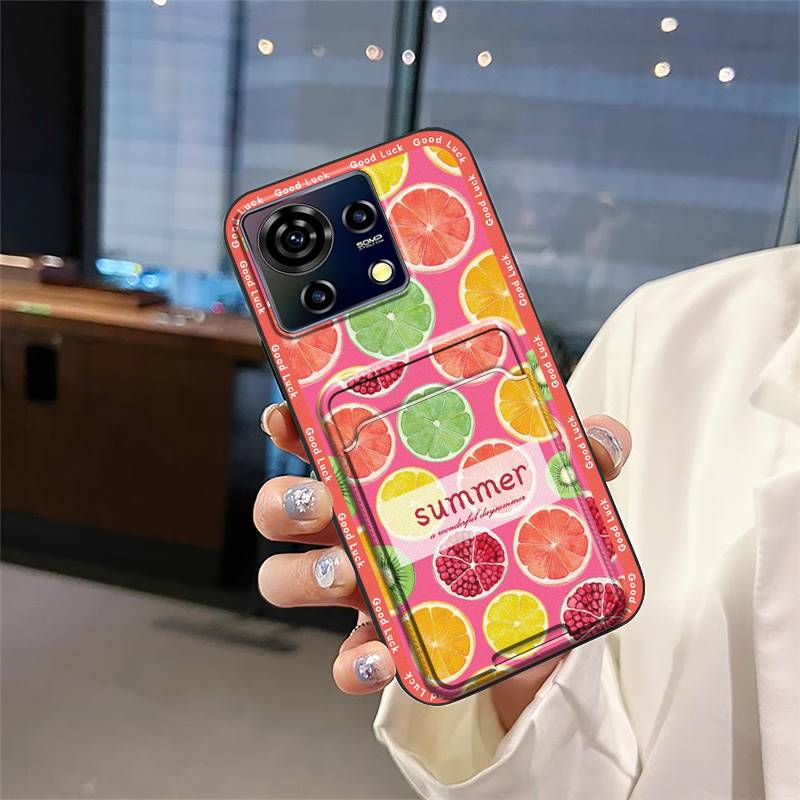Card Slot Silicone Phone Case For ZTE Blade V50 Vita Fashion Design Dirt-resistant Waterproof Durable Anti-dust Card Bag