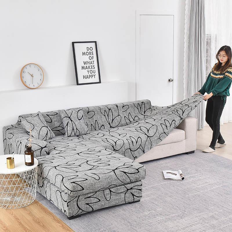 L -Shaped Sofa Geometric Couch Cover Elastic Sofa Cover For Living Room Pets Chaise Longue