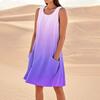 Women's Fashion Casual Gradient Print Sleeveless Pocket Beach Dress