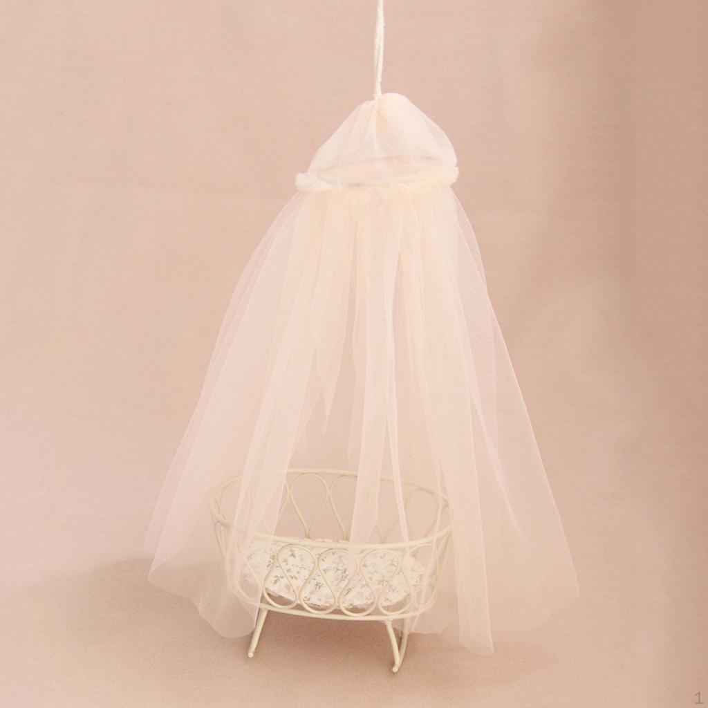 1/12 Cradle and Canopy Set Crib Bed DIY Accs Miniature Doll House Furniture for Handcraft