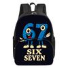 Colorful Number 67 Print Round Front Pocket Backpacks for Boy and Girls Best Gifts 2D Flat Cartoon School Bag for Children