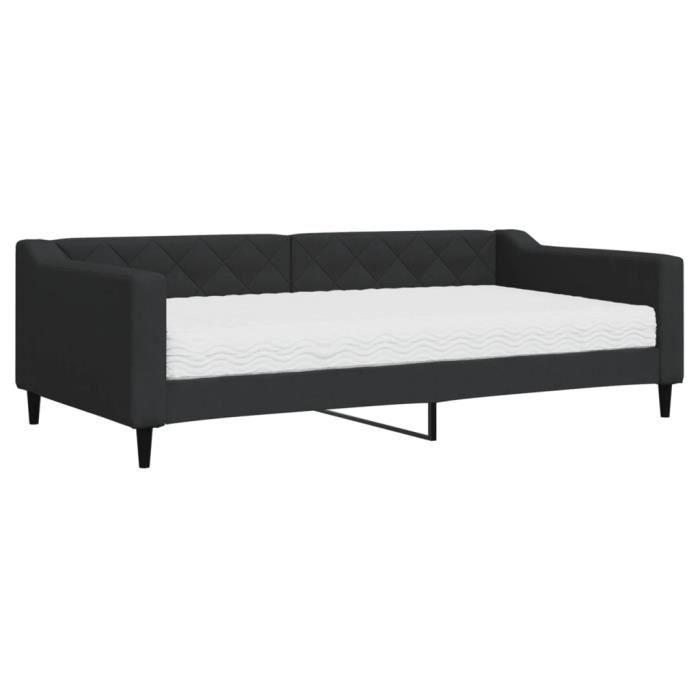 VidaXL Lit de jour avec matelas noir 100x200 cm tissu 3197415