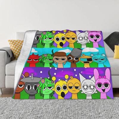 Sprunki Incredibox Decken Beats Spiel Flanell Vintage Atmungsaktive Überwurfdecke für Tagesdecke Frühling Herbst
