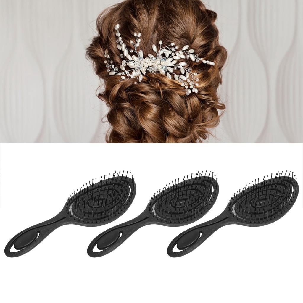 3 Pcs Paddle Hair Brush Hollow Out Painless Hair Detangling Smoothing Comb Anti Static Wet Dry Detangler