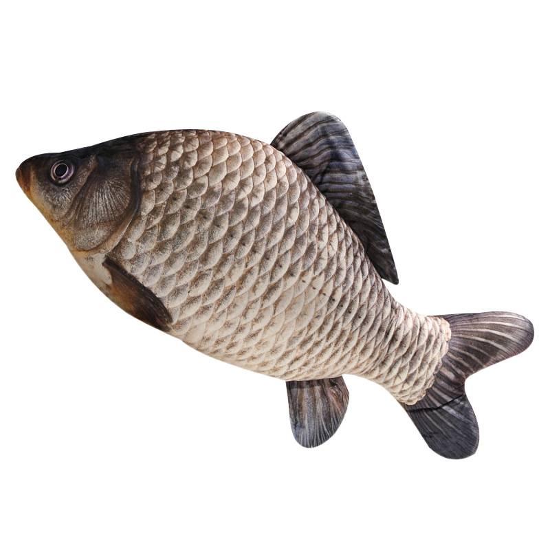3D Crucian Carp Plush Toy & Grass Carp Mandarin Fish Pillow - Cat Teaser & Funny Cloth Doll
