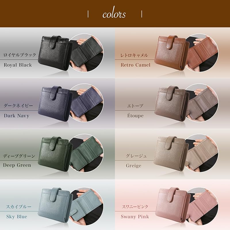 [BLUE SINCERE] mini wallet ladies genuine leather large capacity Bills don't break box type bi-fold wallet Thin small wallet skimming block / HW5