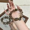 Natural Crystal Jade Beaded Bracelet Retro Minimalist Jewelry Men Women Daily Wear Gift