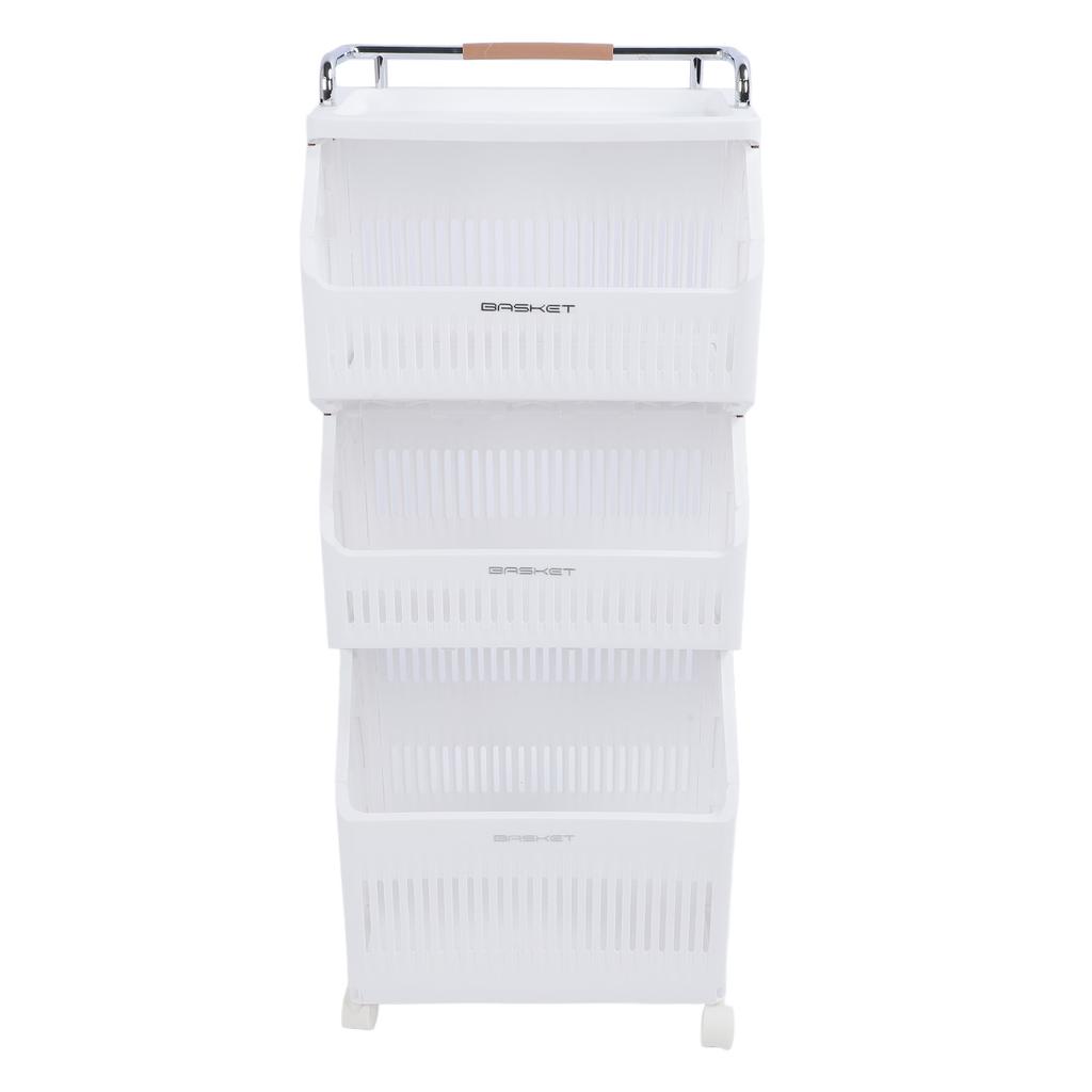 Rolling Storage Cart Multifunction Utility Rolling Storage Organizer Folding Laundry Basket with 4