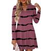 Women's Fashion Striped V-Neck Long Sleeve  Dress