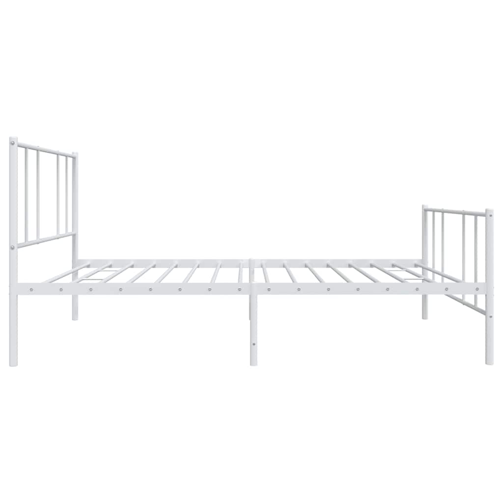 Vidaxl Metal Bed Frame with Headboard and Footboard, White, 100X190 Cm