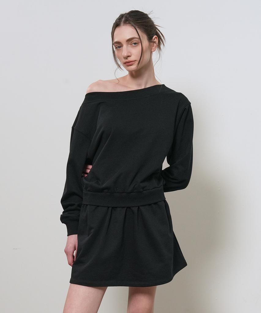 GENERALIDEA Boat Neck Sweatshirt Dress [Black] / Gf2Lop509