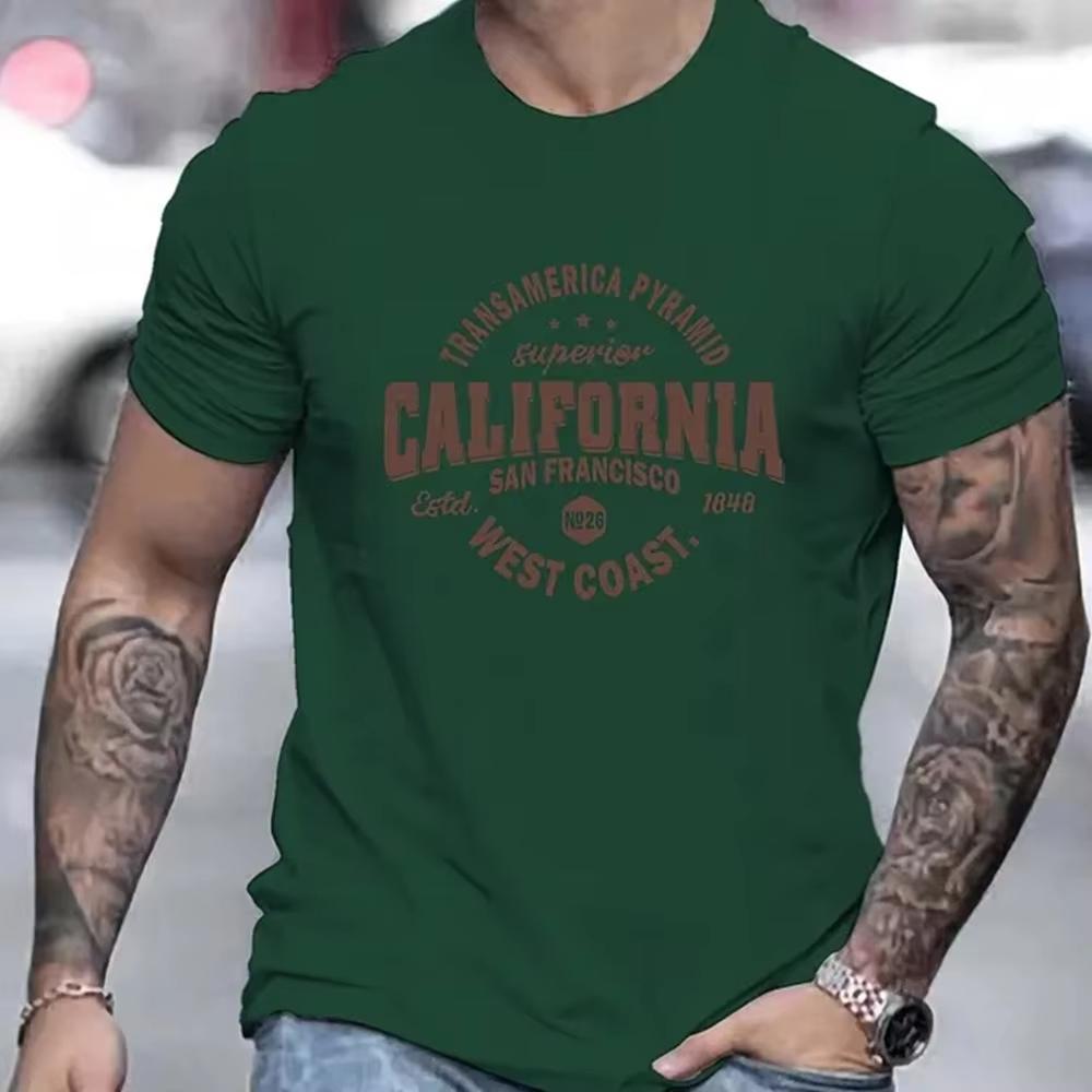 Summer New California West Coast Print T-shirt For Men Short Sleeve O-neck Cotton Tees Daily Casual Clothes Oversized Unisex Top