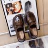 British Style Platform Loafers Women's 2025 Spring New Retro Leather Thick Heel Single Shoes Women's One-pedal Jk Small Leather Shoes