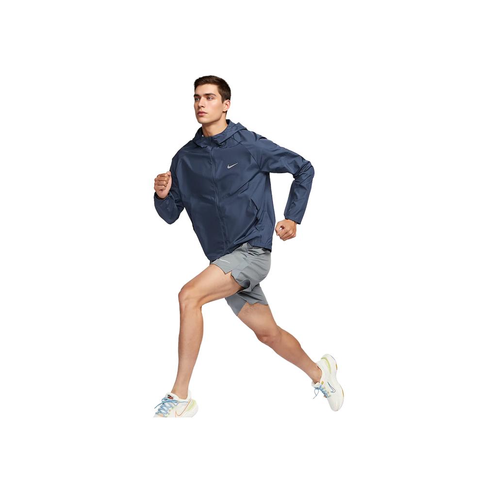 Nike Miler Repel Logo Hooded Waterproof Reflective Raglan Long Sleeve Jacket Men Jacket Lightning-Blue DD4747-438
